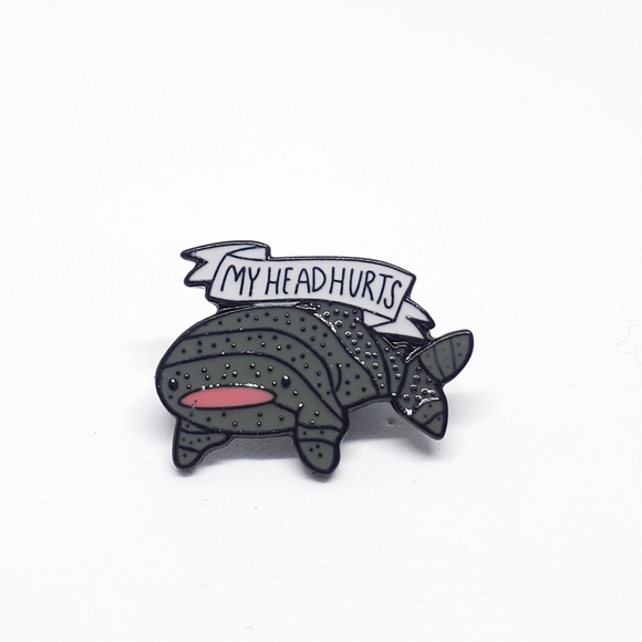 Jewelry - Headache shark enamel pin shark with a headache